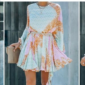Rope tie ruffle dress